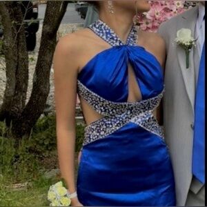 Elegant Blue Cutout Dress